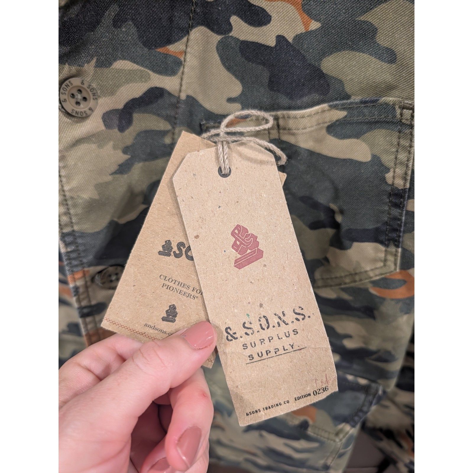 Nwt &Sons Carver Surplus Camo Chore Jacket, Men’s Size L, Stonewashed Cotton Twi — image 3 of 8